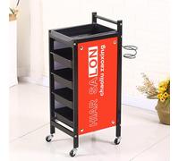 5 Tier Salon Trolley Cart with Rolling Wheels 4 Drawer Beauty Barber Stations Cabinet Hair Stylist Cart Metal Frame Waterproof Large Storage Space (Red)