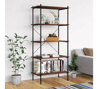 5-Tier Shelving Unit Black & Dark Wood 80x40x163 cm Steel Engineered Shelves Oak