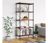 5-Tier Shelving Unit Black Dark Wood & Steel 80x40x163 cm Engineered Wood shelf