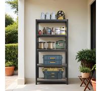 5-Tier Shelving Unit, Steel Shelving Unit for Storage, for Garage, Greige + Black / 40 x 90 x 180 cm / 1