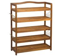 5-Tier Shoe Rack Acacia Wood Shoe Storage Shelf Teak