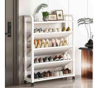 5-Tier Shoe Rack - Spacious Floor Support Vertical Storage for 12-16 Pairs Entryway nizer Stylish White Shoe Shelf for Home & Office Use