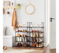 5-Tier Shoe Storage Organiser Set of 2 Metal Stackable Racks SONGMICS Black One Size