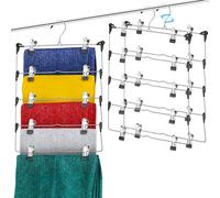 5-Tier Skirt Hangers with Clips Pant Hangers Space Saving Multiple Hangers in one Clothes Hangers with Clips Multiple Pants Hangers for Closet Bottom Hangers Metal Pants Hangers with Clips Pack of 3