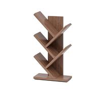 5-Tier Solid Wood Bookcase - Tree Shelf Floor Standing Display for Home Office Living Room & Bedroom Rustic Brown (44x20x81cm)