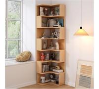 5-Tier Solid Wood Corner Bookcase Oak Space-Saving Shelf Unit for Living Room Bedroom & Home Office - Stylish Freestanding Design to Maximize Storage & Enhance Décor!