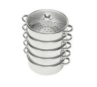 5-Tier Stainless Steel Steamer Steam Cooker Pot with Glass Lid Kitchen Food Vegetable Pot for Rice Vegetables Meat Fish Dumplings