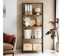 5-Tier Standing Bookshelf Rustic Brown and Ink Black, 5 Tier ( 144H cm)