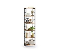 5-Tier Standing Bookshelf Rustic Brown and Ink Black, 6-Tier(40W cm)