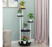 5-Tier Tall Plant Stand on Wheels - Indoor Plant Shelf Display Rack Multi-Purpose Planter Holder for Living Room Balcony Garden & Patio - Space-Saving Flower Stand