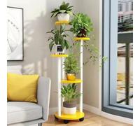 5-Tier Tall Plant Stand with Wheels, Indoor Corner Display Rack, Multi-Purpose Shelf for Living Room, Balcony, Garden, Patio