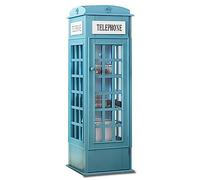 5-Tier Telephone Booth Bookshelf Wooden Floor Standing Bookcase with Acrylic Door Cute London Storage Cabinet for Kids & Adults Perfect Display Unit (14.3" Wx14.3 Dx44.4 H)