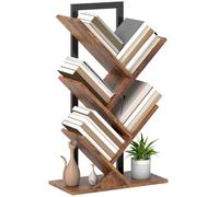 5 Tier Tree Bookshelf Industrial Bookcase Storage Shelf Rustic Brown Unit
