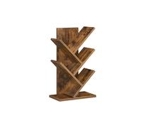 5-Tier Tree Bookshelf with Wooden Shelves Cloud, Rustic Brown