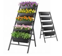 5-Tier Vertical Raised Garden Planters Outdoor with 5 Detachable Plant Box | Heavy Duty Ladder Standing Planter Rack with Drainage Holes, Herb Vegetable Flower Growing Stand for Patio Balcony