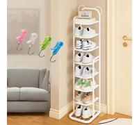 5-Tier Vertical Shoe Rack - Free Standing Storage Shelf for Shoes Entryway Narrow Closet Hallway Tower Space-Saving Design 9.8x10.2in White (46.9in/117cm)