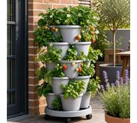 5 Tier Vertical Stackable Garden Planter With Wheels Flowers Herbs | Mini Garden For Strawberries Herbs And Vegetables Wheels Smoothly To Chase Sunlight