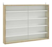 5 Tier Wall Display Cabinet Glass Sliding Doors Storage Shelves Wood Effect