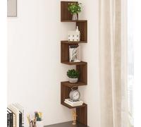 5-Tier Wall Mount Floating Corner Shelf With Zigzag Design 127.5 x 20 x 20cm Alivio Brown One Size