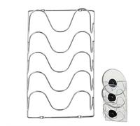 5-Tier Wall Mounted Pot Lid Organizer Rack, Heavy-Duty Iron Storage for Kitchen Cabinet Door, Adjustable Wavy Design for Lids, Cutting Boards, Baking Sheets - Space Saving 11.6”H x 7.3”W