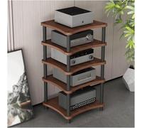 5-Tier Walnut AV Rack, Adjustable 2/3/4/5 Tier Shelving Unit, Open HiFi Cabinet, Sturdy & Stylish Entertainment Center for Audio/Video Systems, Media Storage Solution