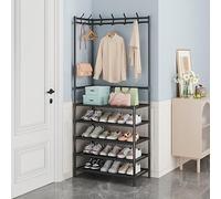 5 Tier Wardrobe and Shoe Rack Freestanding Space Saving Storage Solution 170 x 30 x 40 cm Perfect for Home, Hallway and Mudroom - White