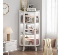 5 Tier White Corner Acrylic Display Cabinet Lockers - Dustproof Storage Tall Unit for Various Scenarios Home Showcase