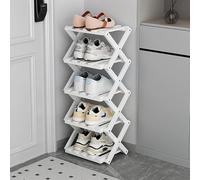 5-Tier White Veal Shoe Rack - Foldable nizer for Entryway & Smals, Free-Standing Sto Shelf for Closet & Living Room, No Installat Needed