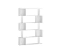 5-Tier Wooden Bookshelf with Open Compartments for Living Room and Office, Matte White