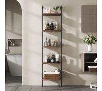 5 Tiers Leaning Ladder Shelf Industrial Bookcase Display Rack Shelf Storage Unit