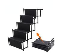 5 Tiers Steps Dog Car Stairs, 19.29 x 16.54 x 5.91Inch Portable Folding Pet Steps, Lightweight Pet Ladder, 130lbs Bearing, for Large, Medium-sized or Small Pets to Get In And Out Of The Car