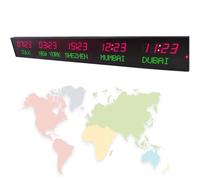 5 Time Zone Digital LED Clock with Brightness Adjustment, Dual Display Modes for Airports, Hotels, and Global Enterprises