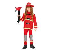 (5 to 6 years (110-115 cm)) Children's red firefighter costume