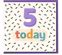 5 Today Birthday Card for Kids - Colourful Age Five Design with Bold Purple 5 and Rainbow Letters, Fun Confetti Pattern - Children's 5th Birthday Card