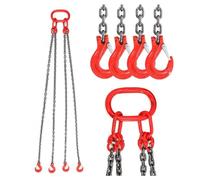 5 Ton Adjustable 4-Leg Chain Sling with Grab Hook - Heavy Duty Grade 100 Alloy Steel Overhead Lifting Sling for Large Cargo, 4m Length, Ideal for Industrial Use