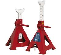5 Tonne Auto Rise Ratchet Axle Stands - Durable Cast Iron Support - 620mm Height