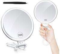 5" Travel Mirror - Double-Sided 1X/30X Magnification With Handle For Makeup & Desk Use