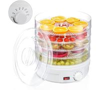 5 Tray Mini Electric Food Dehydrator Adjustable Fruit Dryer Machine White | Healthy Snack Dehydrator adjustable thermostat five stackable trays for fruit vegetables herbs pet treats home kitchen