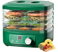 5 Trays Food Dehydrator, 220W Electric Fruit Dryer Machine with 35-70℃ Temperature Adjustable, 72H-Timer, Compact Fresh Dryer, Home Small Kitchen Appliances for Dried Meat, Herbs green