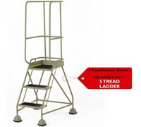 5 Tread Mobile Warehouse Steps & Guardrail BEIGE 2.2m Portable Safety Stairs