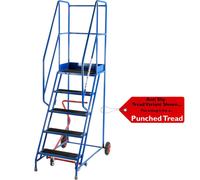 5 Tread Mobile Warehouse Stairs Punched Steps 2.25m EN131 7 BLUE Safety Ladder