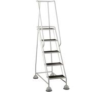 5 Tread Mobile Warehouse Steps GREY 1.94m Portable Safety Ladder & Wheels