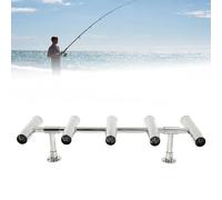 5 Tube Fishing Rod Holders 304 Stainless Steel Boat Fishing Rod Holders Support 1.71inch/2inch/2.20inch Tube Adjustable Fishing Rod Holder with Two Thick Circular Legs for Truck Boats Yacht