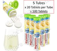5 Tubes MIVOLIS Magnesium effervescent Tablets Lemon Flavour 100 Tablets