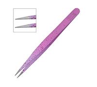 5" Tweezers Pointed Beauty Eyebrow Sharp Eyelashes Extension Pink