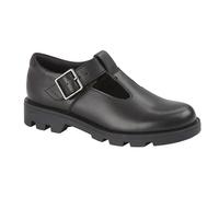 (5 UK, Black) Roamers Girls Leather School Shoes