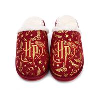 Harry Potter Girls Slippers | Kids Red & Gold Fluffy House Shoes with Glasses, Hedwig & Star Details | Slip-On Character Loafers for Pyjamas, Loungewear, Bedroom | Official Wizarding World Merchandise