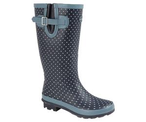 (5 UK, Pale Blue Polka Dot/Navy) Stormwells Womens/Ladies Polka Dot Wellington Boots