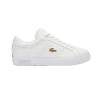 (5 UK, White/Gold) Lacoste Womens/Ladies Powercourt 2.0 Leather Trainers