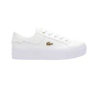 (5 UK, White/Gold) Lacoste Womens/Ladies Ziane Leather Platform Trainers